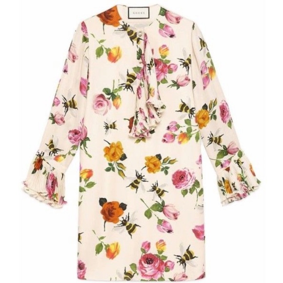 Gucci Roses and Bees Silk Shift Dress - Picture 3 of 15